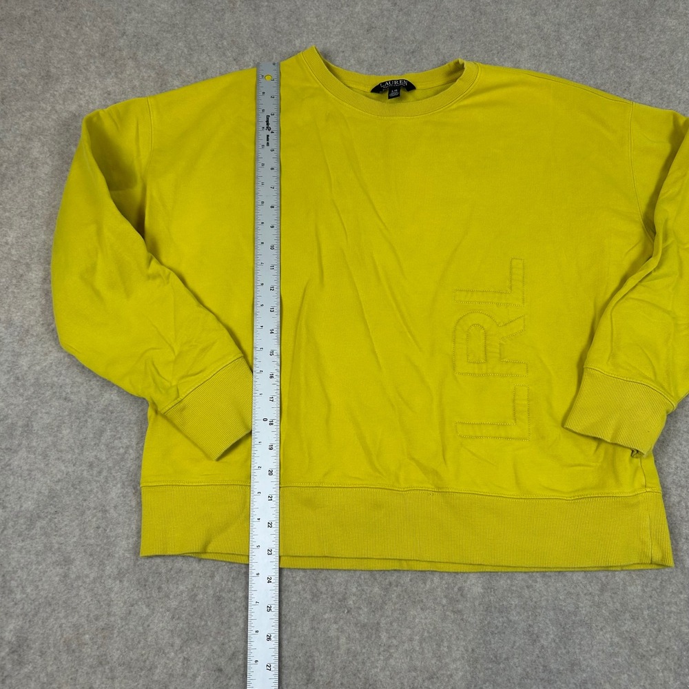 Lauren Ralph Lauren Sweatshirt Women Large Yellow Embossed Logo Pullover - Picture 2 of 7